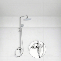 Système de douche mural chromé avec jets de massage doux et pulvérisation, cartouche céramique, design moderne pour hôtels