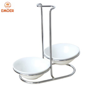 Cuencos de acero inoxidable plateados redondos dobles EMOER, soporte de descanso de cuchara lateral opuesto y Clip para olla - Product Image 4