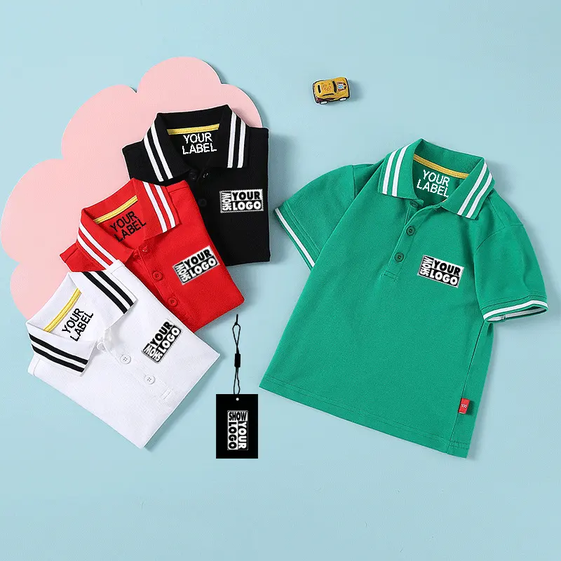 Drop Verzending 100% Katoen Jongens Twee Strepen Met Kraag Polo Shirts Van Chinese Kleding Fabrikanten