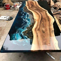 Tables de salle à manger en résine époxy à bord naturel, en gros d'usine, avec dessus en bois de noyer massif, en stock, 2,5 x 2,5 pieds, pour ensembles de salle à manger