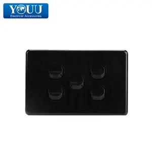 YOUU Wall Switch Black SAA Certification Australia Standard 5 Gang 250V U1505B