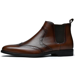 Botas <span class=keywords><strong>Chelsea</strong></span> de Media Pantorrilla de Cuero Genuino para Hombre, Estilo Casual de Otoño, Sin Cordones, Nuevo Estilo de Fábrica para Comercio Exterior - Product Image 2