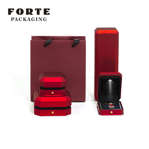 FORTE Factory Customized Red <b>Led</b> Simple Plastic Jewelry Box Set Earrings Necklace Ring Box Jade Packaging <b>Spot</b> Wholesale - Product Image 4