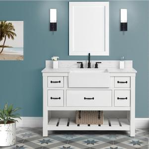 Meuble-lavabo blanc robuste de style farmhouse américain - Product Image 3