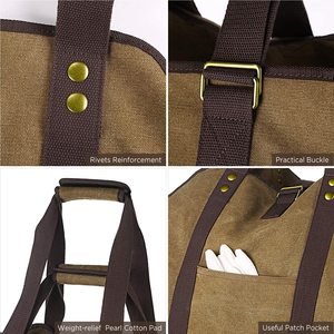 New Design Promotion Durable Heavy Duty Waxed Canvas <b>Log</b> <b>Carrier</b> Tote Bag Extra Large Durable Firewood Holder - Product Image 5