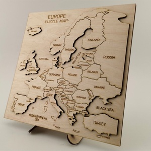 Puzzle in legno con mappa europa 3d tagliata al Laser, mappa in legno giocattolo educativo, mappa del paese in legno - Product Image 4