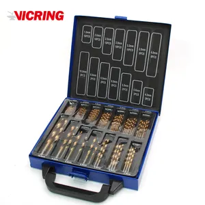 Set di punte elicoidali VICRING 99Pcs punte di alesatura in acciaio ad alta velocità rivestite in titanio Kit di dimensioni 1.5mm - 10mm