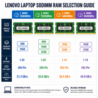 Mémoire RAM DDR5 SODIMM Haute Performance pour Ordinateur Portable 5600MHz 4800MHz 16Go 32Go 1.1V Non ECC pour Amélioration PC Gaming et Ordinateurs Portables Vente en Gros