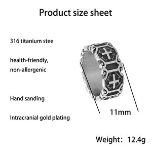 European American Style Men's Stainless Steel <b>Cross</b> <b>Ring</b> <b>Silver</b> Geometric Punk Fashion Jewelry Gift 26092 - Product Image 3
