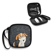 Sac de rangement pour accessoires électroniques avec imprimé chien de dessin animé, pochette portable pour câbles, écouteurs et chargeurs