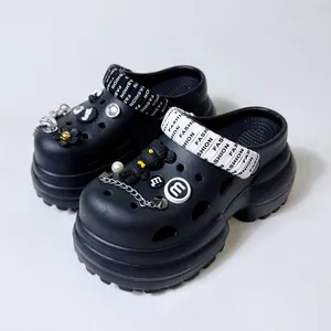 Sıcak satış kadın platformu takunya sandalet süslemeleri ile özel üst malzeme EVA astarı yüksek topuk yaz sandalet için