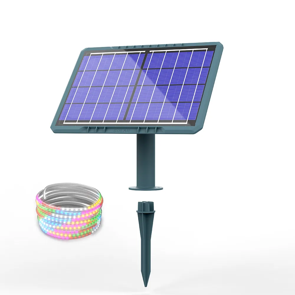 Solar Rgb 5m 50W Led Strip Light Outdoor Flexible Light Ribbon Tape Waterproof Led Strip Backlight Garden Decor