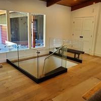 Barrière de terrasse en verre aluminium à vue panoramique moderne, double vitrage trempé de sécurité, assemblage rapide, bande lumineuse, pour escalier