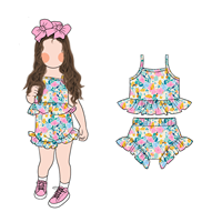 Ensemble 2 Pièces Été Fille : Gilet Sans Manches Imprimé Adorable et Short à Volants – Nouvelle Collection 2026 – Tenue Respirante, Douce et Agréable pour la Peau