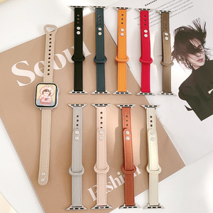 Ivanaze-Correa de cuero fino para Apple Watch, correa de 38, 40 y 41mm, colorida, para iWatch SE <span class=keywords><strong>7</strong></span>/6/5/4/3 - Product Image 2