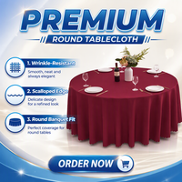 Nappe ronde unie en tissu uni pour hôtel, banquet, mariage, grande nappe de table ronde, taille personnalisée