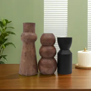 Wholesale High Quality round Wooden Flower Vases Modern Home Decor for Living Room from Manufacturer for Gift Giving