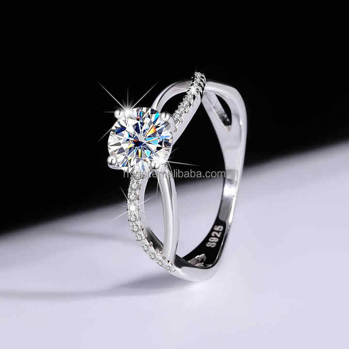 Luxury Diamond Jewelry Ice Cut Round Moissanite Adjustable Engagement