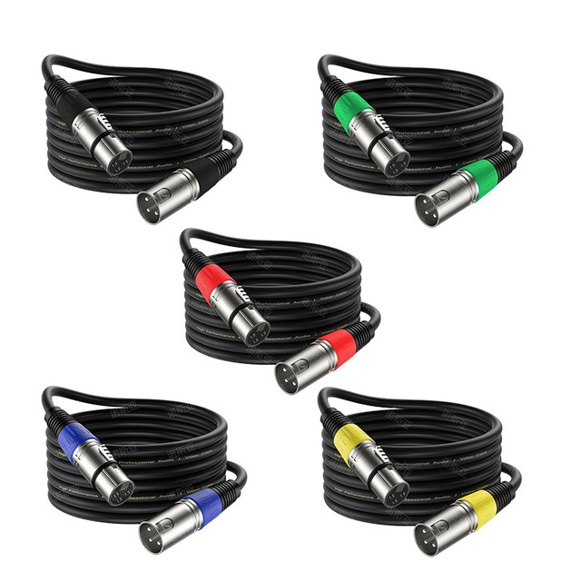 Pure copper male-to-female XLR coaxial cable for DMX512 signal line, XLR double shielded microphone cable 0.3m