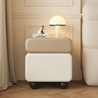 Table de chevet moderne arrondie à deux niveaux, meuble de rangement pour chambre à coucher, meuble minimaliste, meuble d'appoint à bords doux