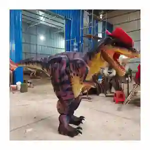 Cuộc sống Kích thước animatronic Chất lượng cao thực tế Trọng lượng nhẹ khủng long đi bộ phun khói trang phục để bán