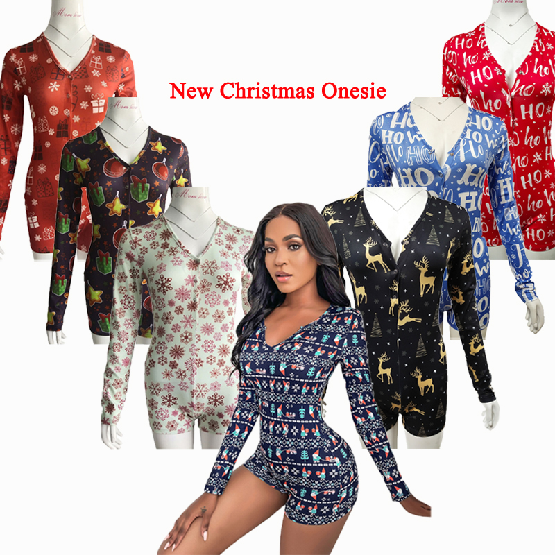Высококачественный пикантный комбинезон для взрослых на заказ, ночное белье с откидной крышкой, женская одежда для сна большого размера, Рождественская Пижама-комбинезон, 2021