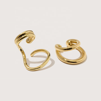 LOZRUNVE 925 Sterling Silber 18k Vergoldet Vermeil Mode Doppel-Ohrklemme Ohrring Schmuckset Minimalistisch