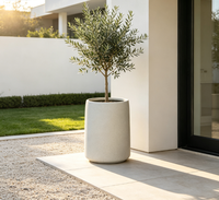 Nouvel ensemble de jardinières cylindriques hautes et robustes de style nordique, finition mate grainée minimaliste, pot de fleurs pour aménagement paysager de cour
