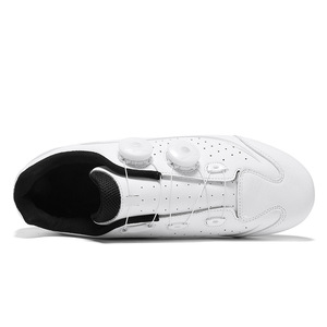 Tabolu Cycling Shoes White Leather EVA Sole Breathable Mesh Lining Road Bike Clipless Men's Cycling Footwear - Product Image 4