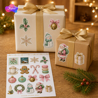 Feuille d'autocollants personnalisés A5 – Autocollants de Noël en vinyle découpés à la forme pour cadeaux de fin d'année – Vente en gros pour les fêtes