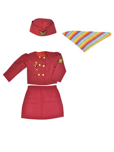 儿童职业空姐服装万圣节角色扮演帽子上衣裤子围巾套装舞台节日表演服装 - Product Image 5