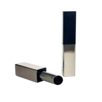 Tube à lèvres carré magnétique en aluminium effet miroir de luxe, personnalisable OEM, rechargeable, étui pour baume à lèvres, emballage cosmétique, impression UV