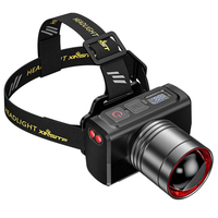 Phare LED portable puissant en alliage d'aluminium étanche IP65, super lumineux, à faisceau réglable, avec zoom et capteur de mouvement