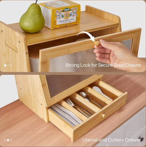 Thân thiện với môi sơn mài Acrylic cửa nhà bếp Countertop <span class=keywords><strong>container</strong></span> lưu trữ thực phẩm-Tier Tre hộp bánh mì - Product Image 3