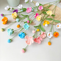 Fleur artificielle en crochet faite à la main, motif Jasmin, tige florale en fil, fleur éternelle, décoration de table, cadeau, vente en gros