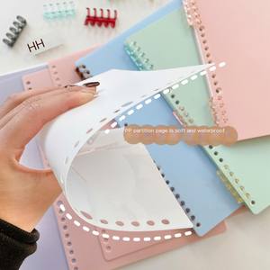 B5 formato bobina a mano a fogli mobili Notebook stampato cancelleria ufficio per studenti con linee orizzontali PP carta copertina diario regalo - Product Image 3