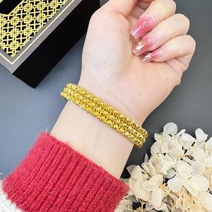 กำไลทองแดงชุบทองคำขาวสไตล์เรโทรหรูหราหลายชั้นประดับลูกปัดระยิบระยับทันสมัยพร้อมวัสดุหลัก - Product Image 4