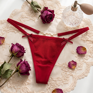 Women Sexy Thong Panties Low Rise <b>Thin</b> Strap G String Underwear Breathable Soft Stretch T-back Thong with Heart Metal <b>Ring</b> - Product Image 2