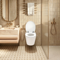 Siège de toilette carré en MDF ultra fin blanc brillant de 18 pouces avec peinture à effet de frisure