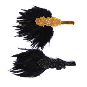 Custom 1920s Gatsby <b>Feather</b> <b>Headband</b> Women Vintage Tassel Hair Band Roaring 20s Halloween Masquerade Party Costume Headpiece - Product Image 3