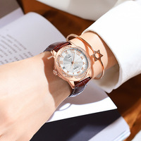 Montre mécanique entièrement automatique pour femme, design ajouré élégant et décontracté, logo personnalisable, cuir véritable, mouvement japonais MIYOTA