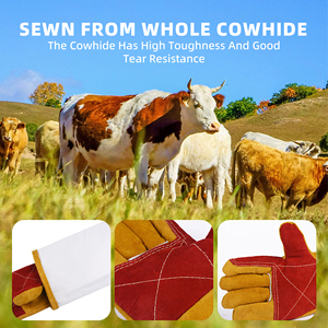 Guantes de manejo de animales Guantes de cuero antimordeduras para entrenamiento de perros y <span class=keywords><strong>gatos</strong></span> Guantes DE TRABAJO acolchados multiusos resistentes a los arañazos - Product Image 4