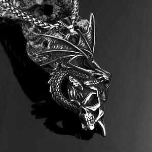 จี้หัวมังกรสแตนเลสสร้อยคอรูปสัตว์สำหรับผู้ชายของขวัญเครื่องประดับ - Product Image 4