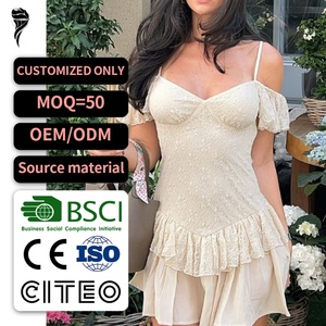 Vestido de Fiesta Y2K Personalizado de Verano, Vestido Sexy de Un Hombro, Vestido Mini de Encaje Floral Elástico, Vestido Casual Elegante para Mujer - Product Image 1