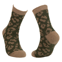 Chaussettes pour femmes à double cylindre côtelées, motif léopard personnalisé, couleur unie, en coton, mi-mollet, décontractées, pour usage quotidien, saison automne