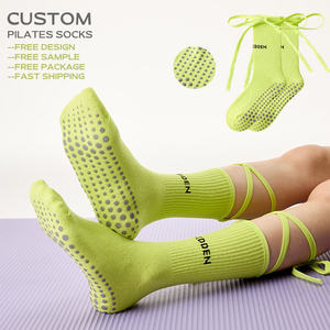 Calcetines de Yoga Largos para Mujer, Marca Bilu, Alta Calidad, OEM, Profesionales, con Logotipo Personalizado, Correa en el Tobillo, Calcetines de Ballet, Calcetines de Algodón - Product Image 1