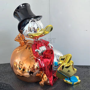 Ornement en résine Donald Duck Alec Monopoly, figurine sculptée en résine brillante de Picrosou et Oncle Scrooge, plaqué chrome en fibre de verre - Product Image 1