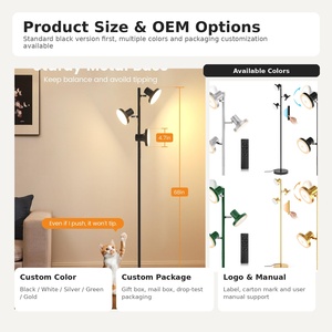 Lampe sur pied LED moderne à <span class=keywords><strong>3</strong></span> <span class=keywords><strong>têtes</strong></span>, télécommande tactile, hauteur réglable, étanche, rose/bleu, pour salon, chambre, bureau - Product Image 2