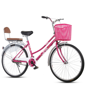 Vélo de ville rétro pour <span class=keywords><strong>femme</strong></span> avec panier, cadre en acier <span class=keywords><strong>24</strong></span> <span class=keywords><strong>ou</strong></span> <span class=keywords><strong>26</strong></span> <span class=keywords><strong>pouces</strong></span>, vente en gros OEM/ODM - Product Image 1