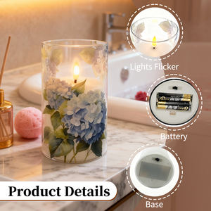 Candela a LED a forma di ortensia, affidabile, di alta qualità, senza fiamma, tremolante, antivento, con telecomando, timer e funzionamento a batteria. - Product Image 3